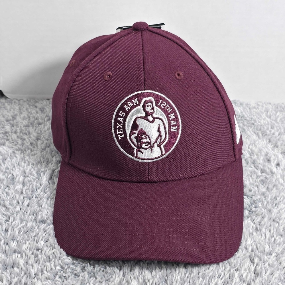 adidas Texas A&M Aggies 12th Man NCAA Adjustable Hat Cap Maroon White NWT IL1358